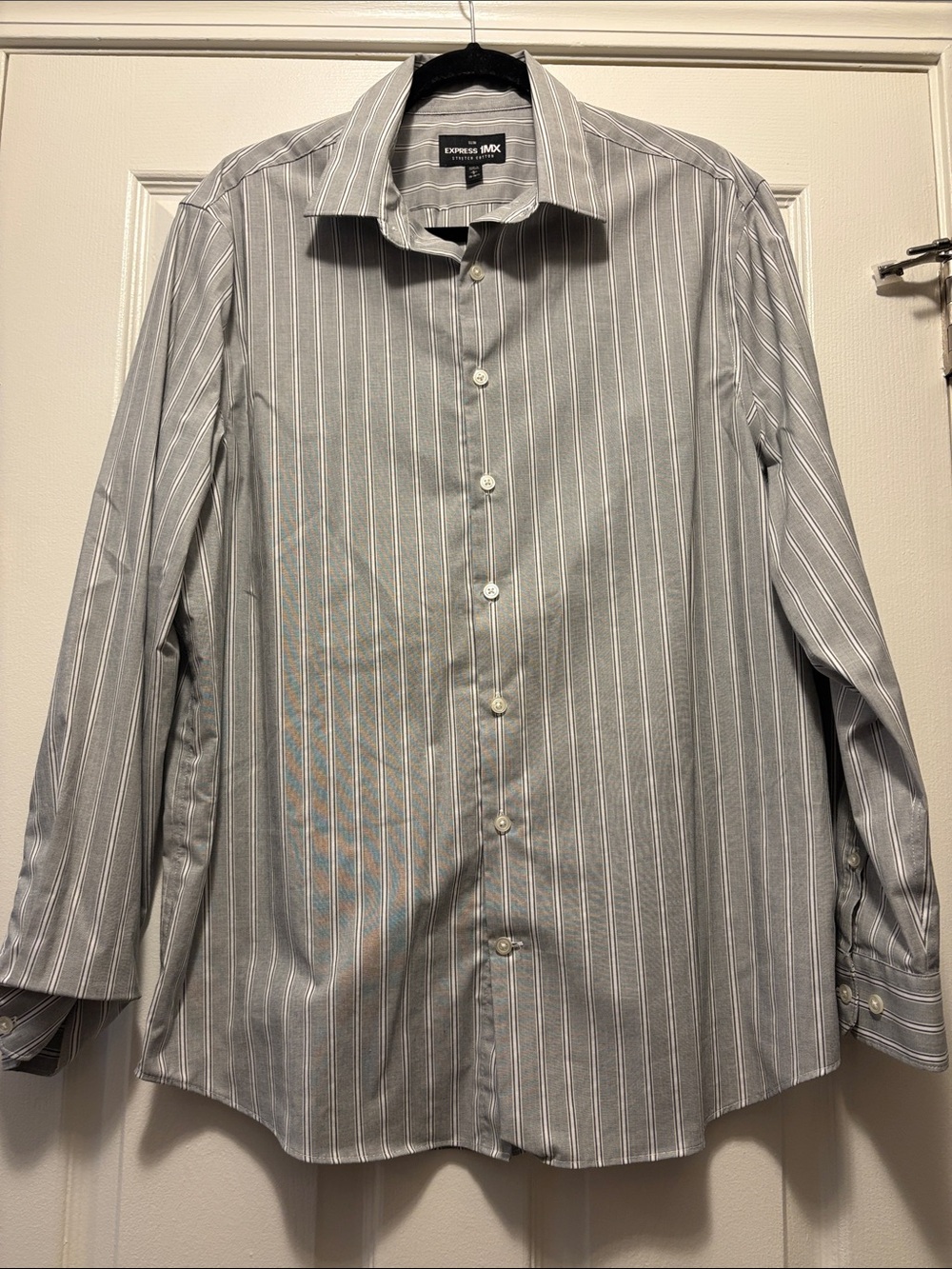 Express Men’s Gray Pinstripe Dress Shirt